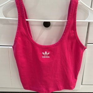 ADIDAS; US SMALL; pink cropped tank top